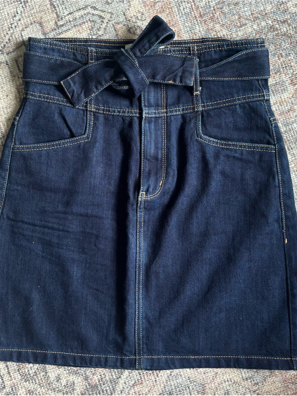 Dynamite Dark Blue Denim Tie-Waist Skirt